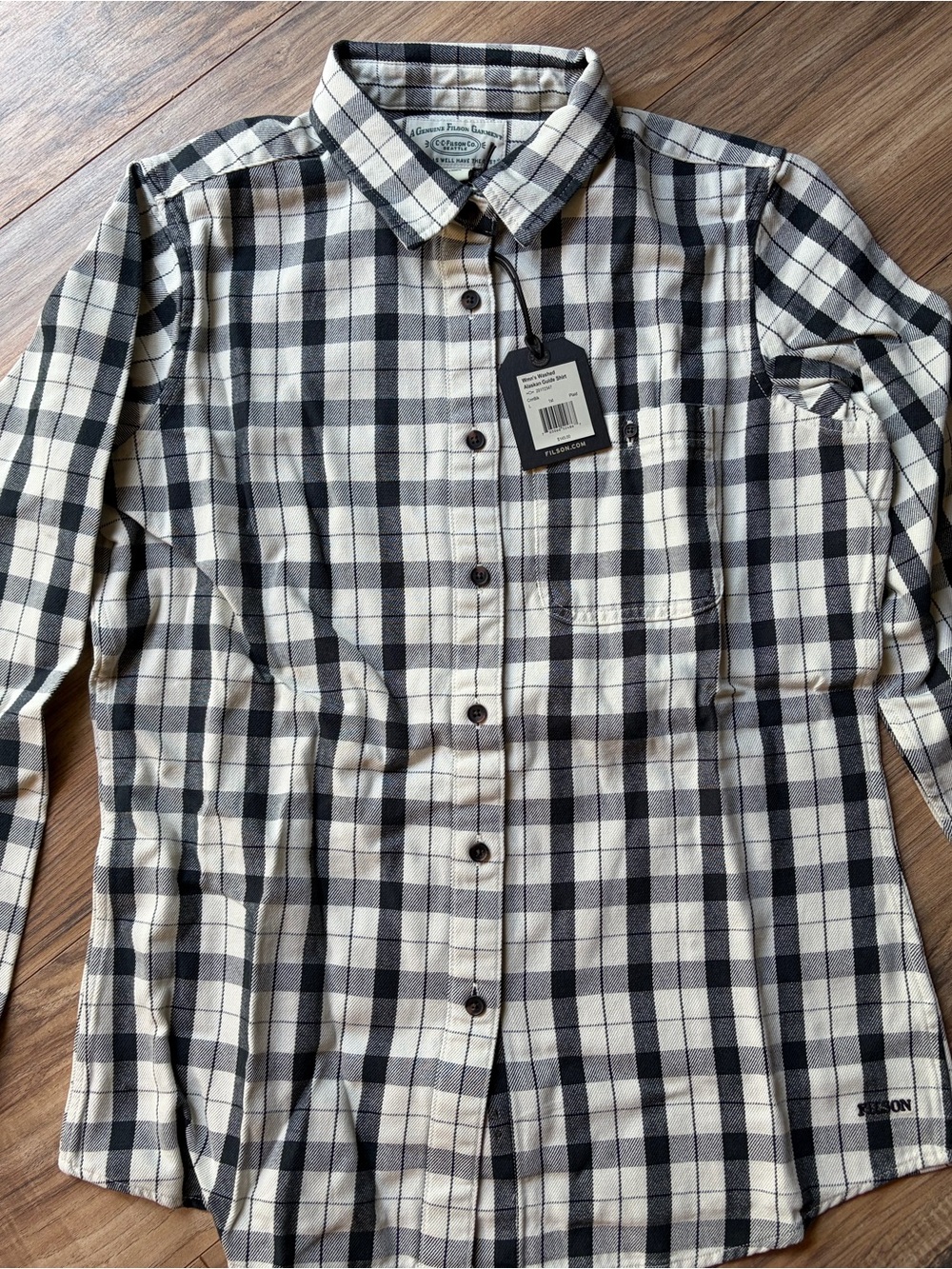 Filson Black and Cream Plaid Button-Down Shirt